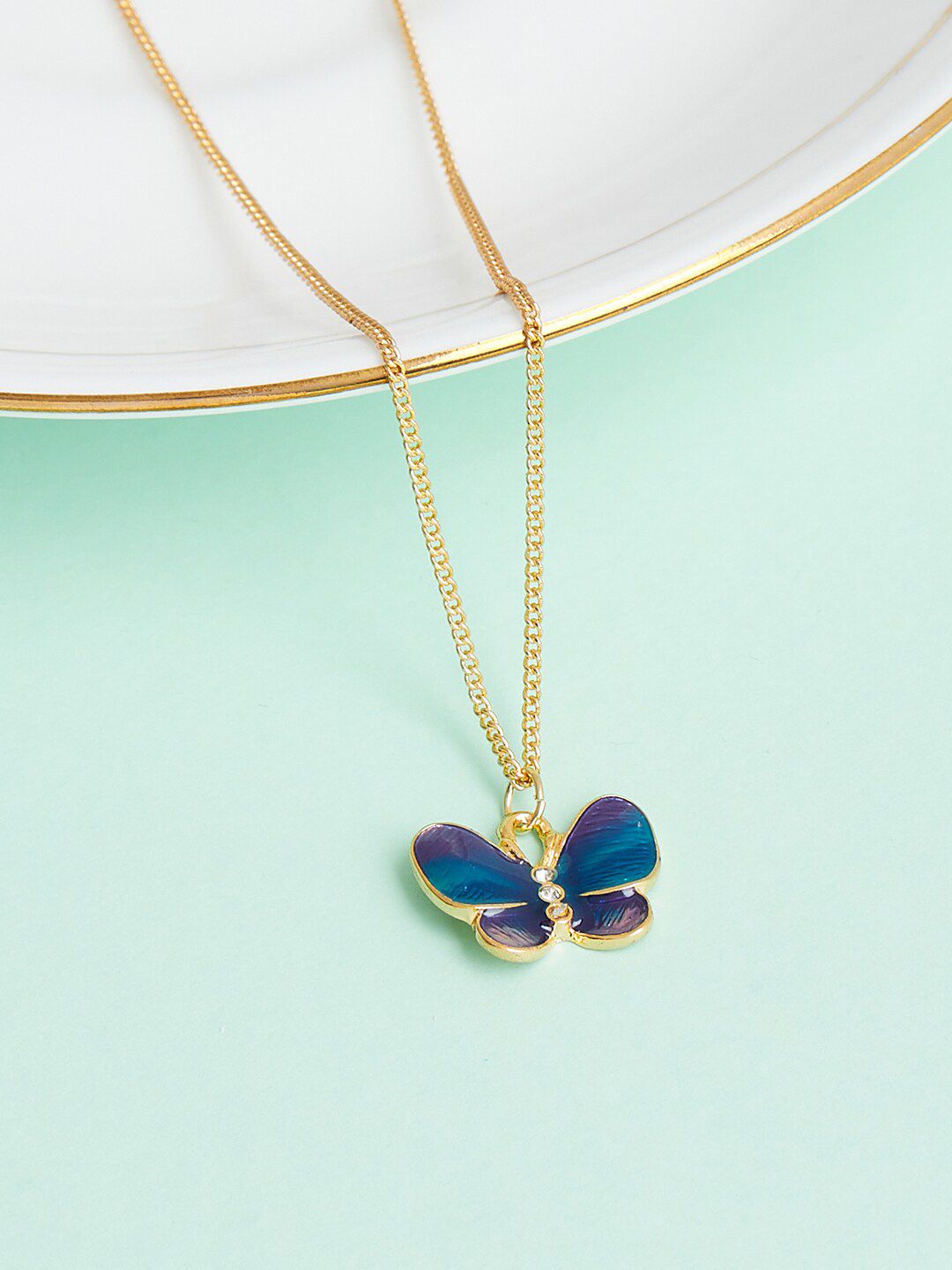 Lilly & sparkle Gold-Plated & Blue Chain Price in India