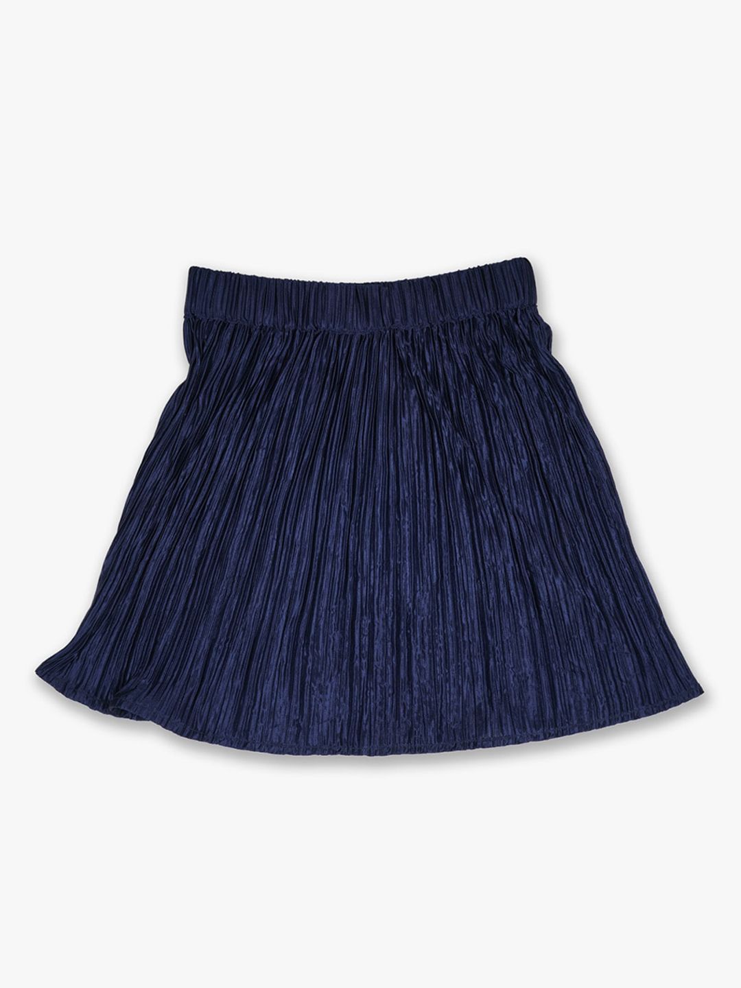 United Colors of Benetton Girls Navy-Blue Solid Flared Knee-Length Skirt