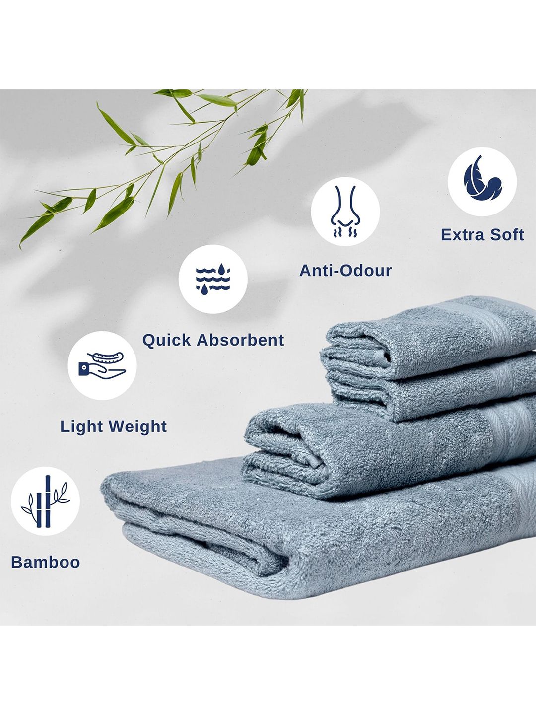 Kawach Unisex Blue Solid Antimicrobial Soft Bamboo Towel Price in India
