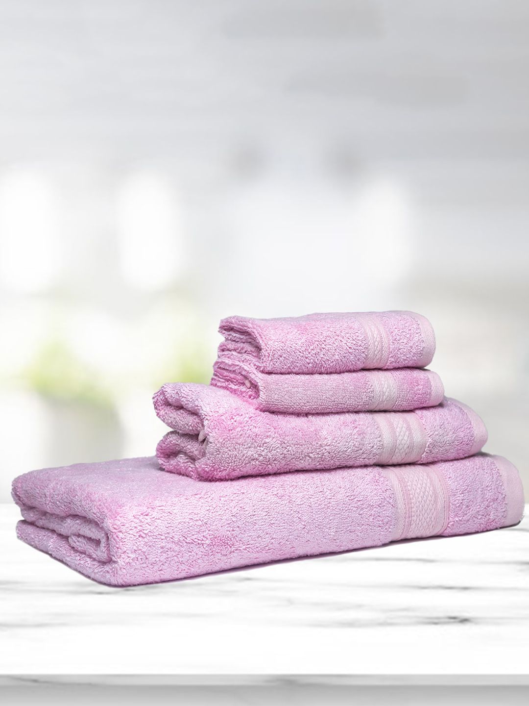 Kawach Pink Antimicrobial 550 GSM Soft Bamboo Towel Set Price in India