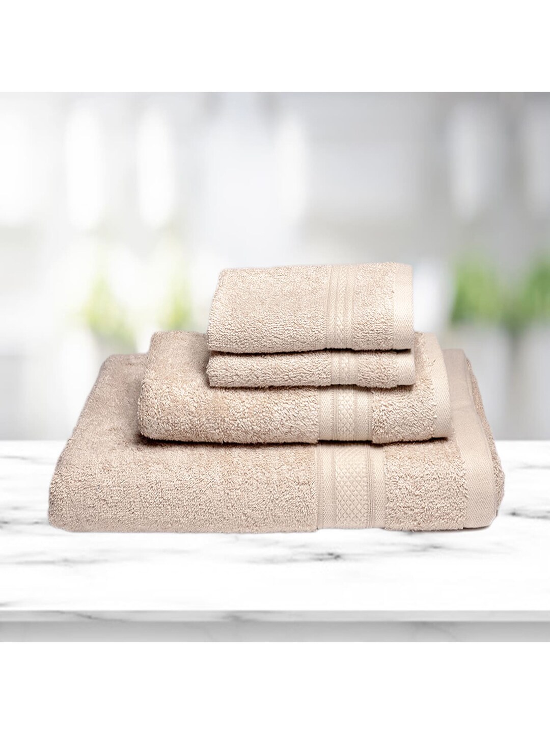 Kawach Cream-Colored Antimicrobial Soft Bamboo Towel Set Price in India
