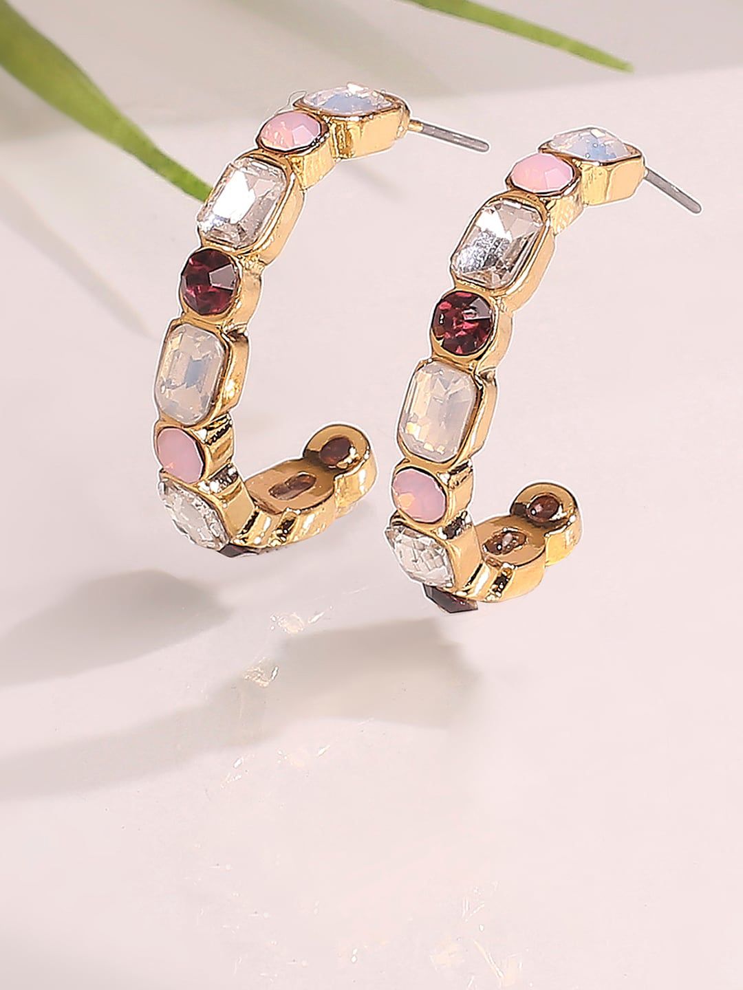 Lilly & sparkle Gold-Plated Contemporary Half Hoop Earrings Price in India