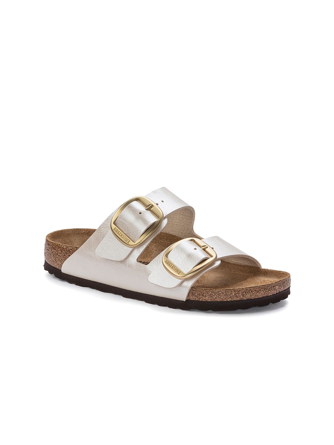 Birkenstock Women Off-White Arizona Big Buckle Birko-Flor Narrow Width Two-Strap Flats Price in India