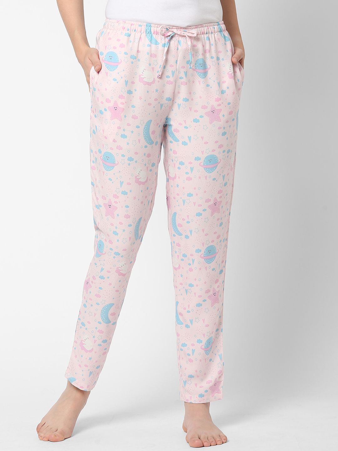 URBAN SCOTTISH Women Pink Floral Printed Lounge Pants Price in India