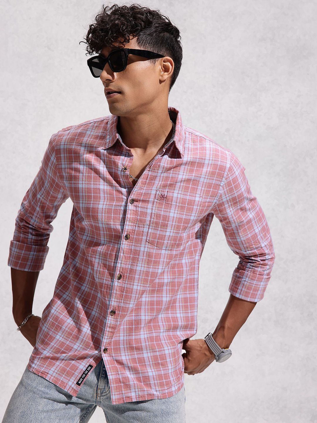 WROGN  Cotton Checked Casual Shirt