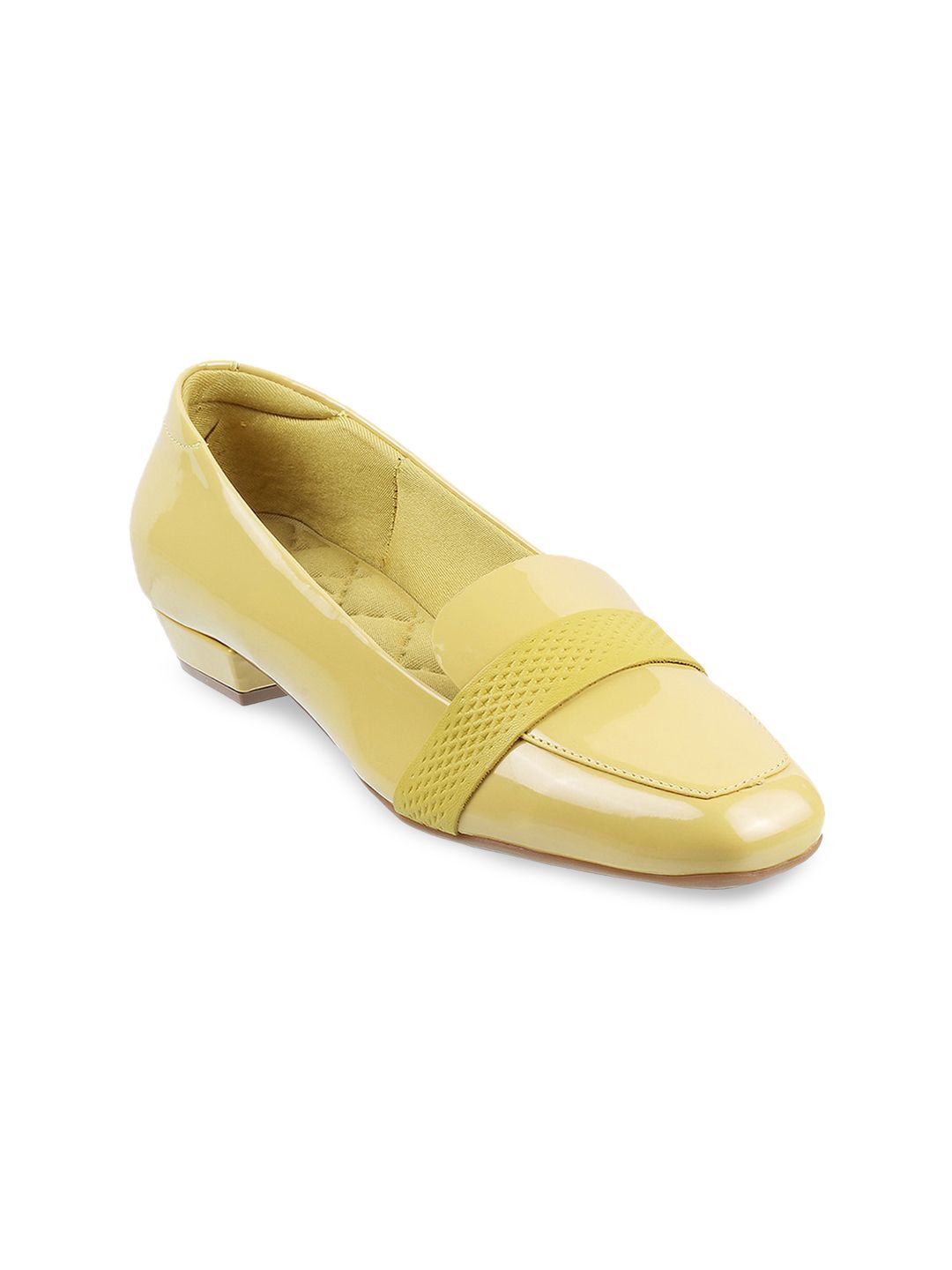 Mochi Yellow Embellished Block Pumps Price in India