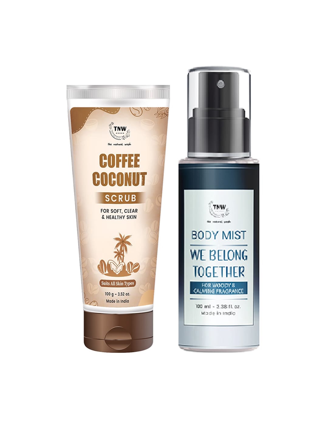 TNW the natural wash Set of We Belong Together Body Mist 100ml & Coffee Coconut Scrub 100g Price in India