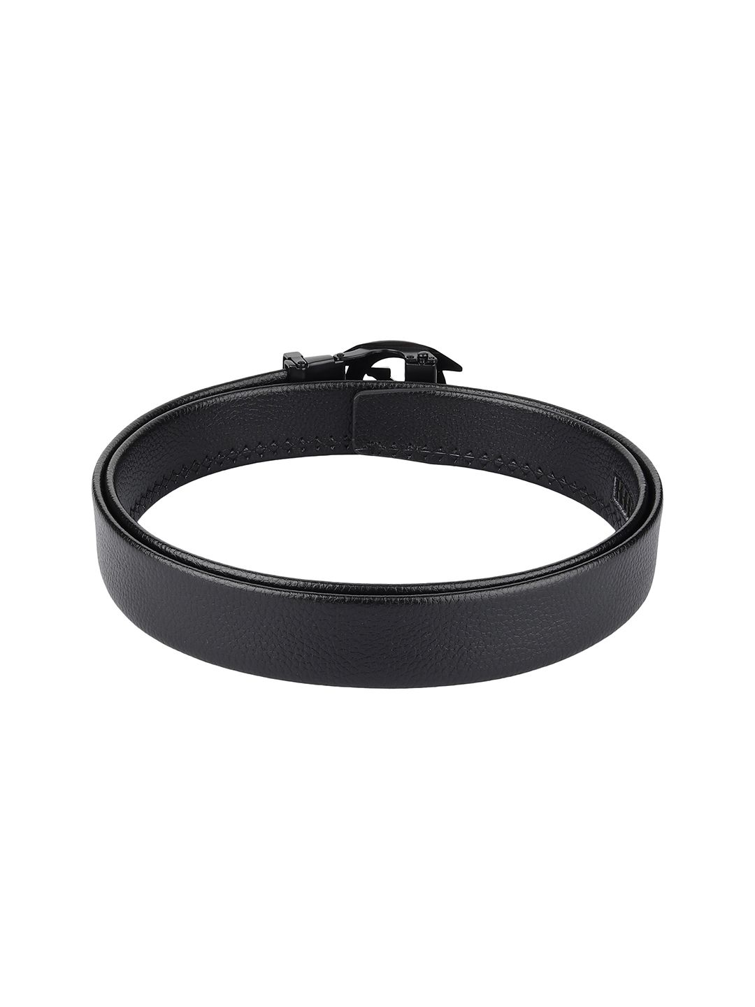 Buy ZORO Men Black Textured Alphabet Letter H Autolock Buckle Belt