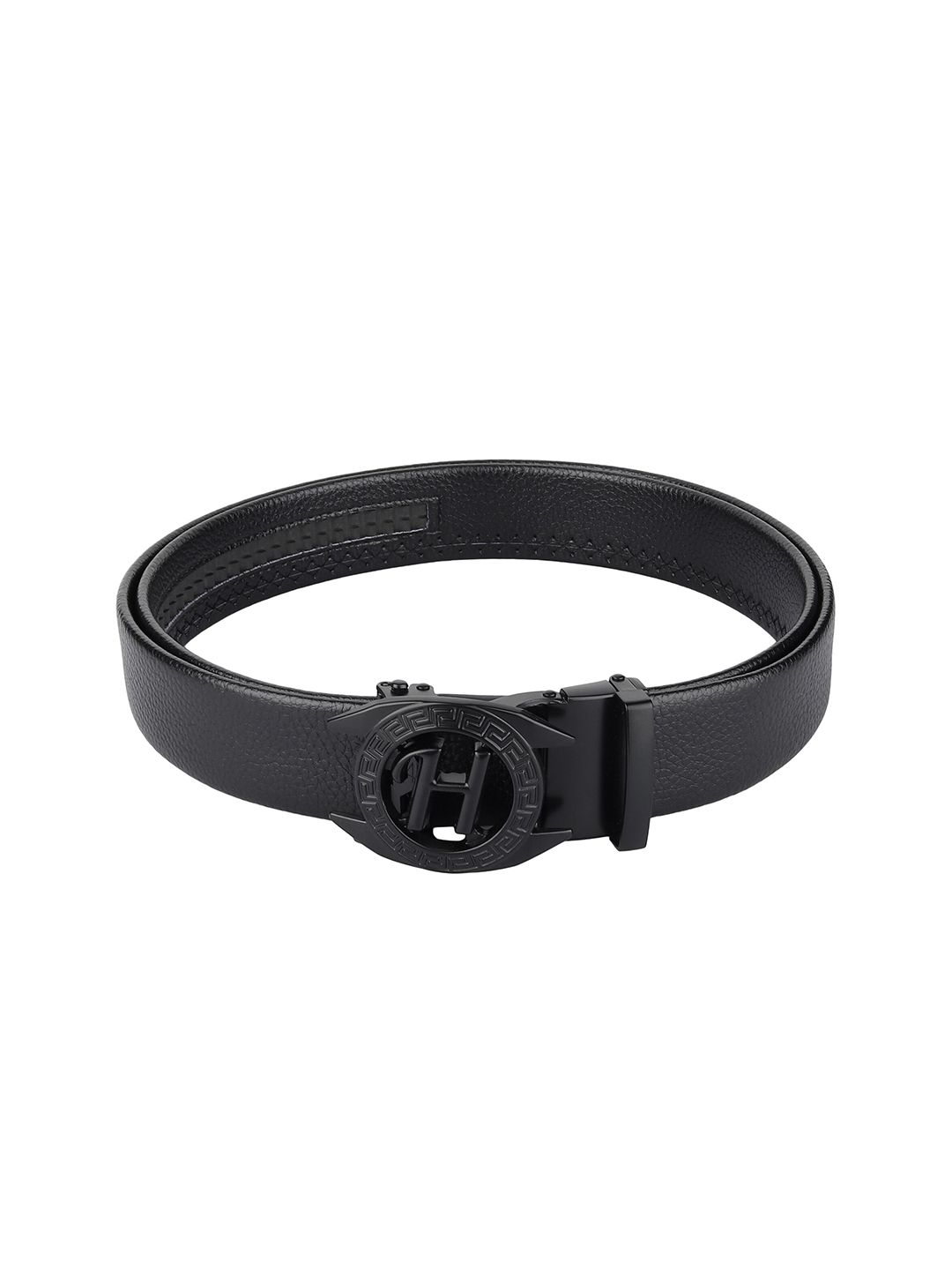 『Hollywood BELT 34 BLACK』 Buy ZORO Men Black Textured Alphabet Letter H Autolock Buckle Belt
