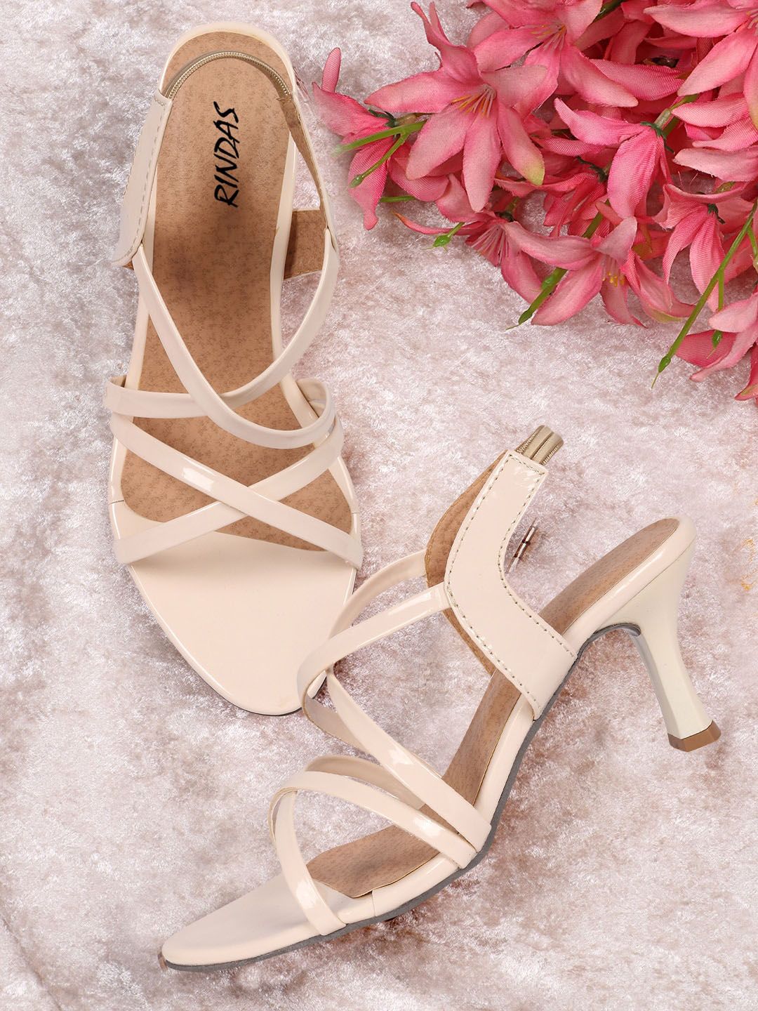 RINDAS Cream-Coloured Kitten Heels Price in India