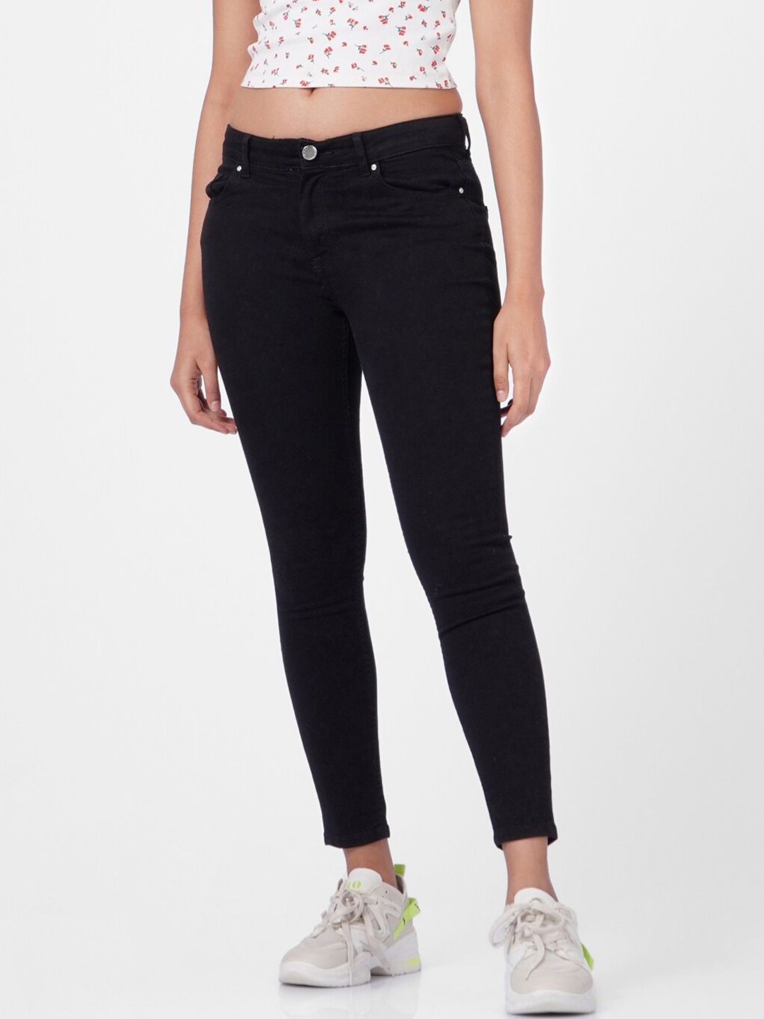 ONLY Women Black High-Rise Stretchable Jeans Price in India