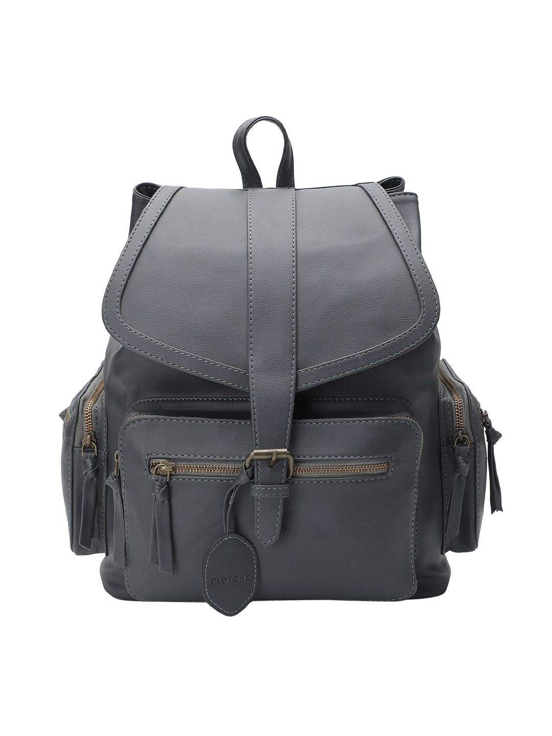 Clotche Women Charcoal Grey Solid Backpack Price in India