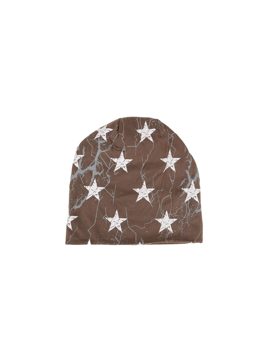 iSWEVEN Unisex Brown & White Cotton Printed Beanie Price in India