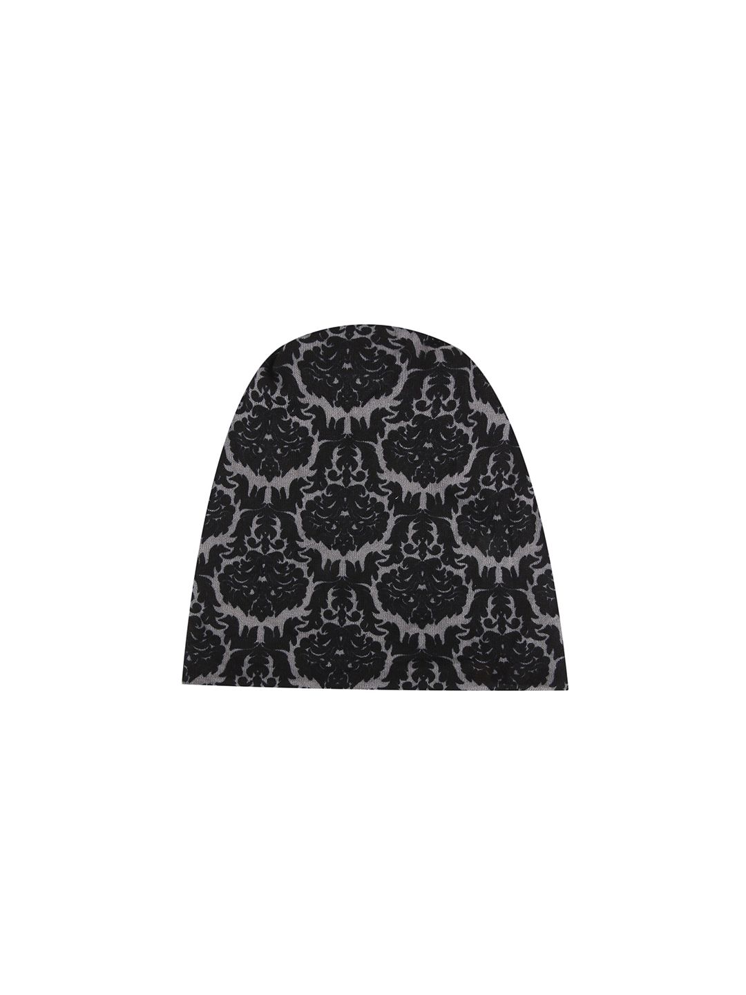 iSWEVEN Unisex Black & Grey Printed Cotton Beanie Price in India