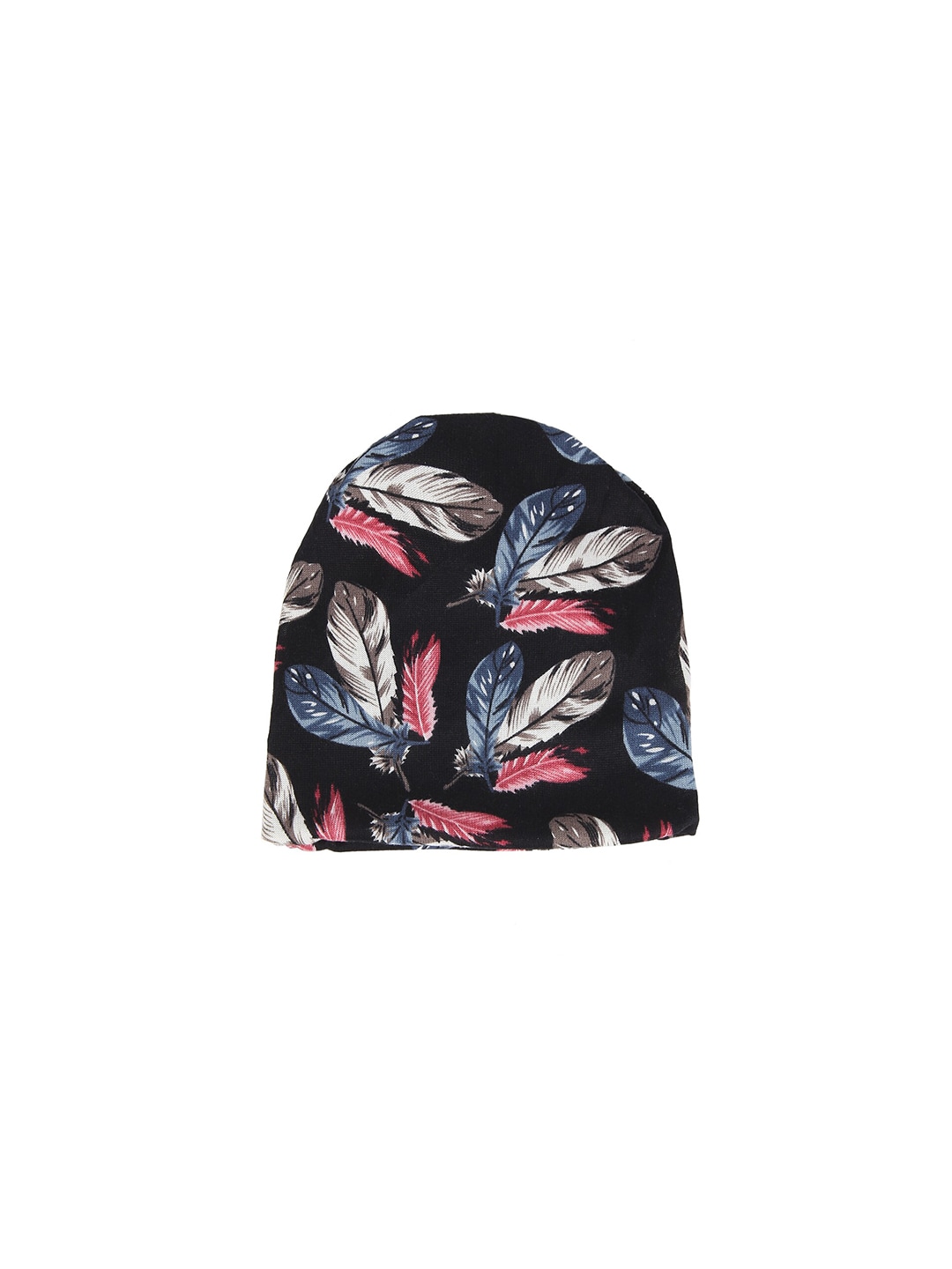 iSWEVEN Unisex Black & White Cotton Printed Beanie Price in India