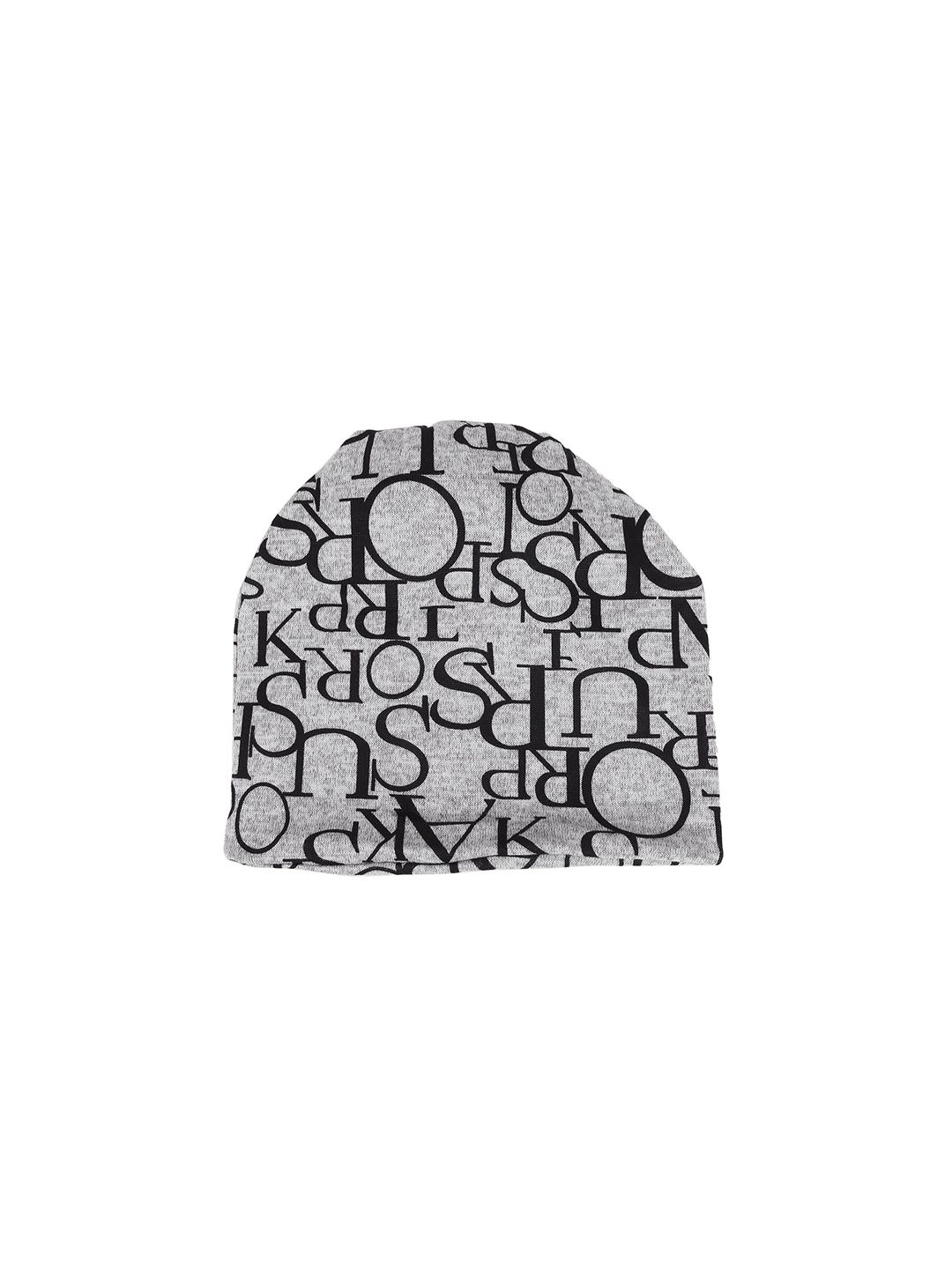 iSWEVEN Unisex Grey & Black Printed Beanie Price in India