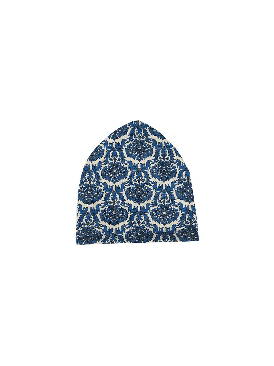 iSWEVEN Unisex Turquoise Blue & Cream-Coloured Printed Beanie Price in India