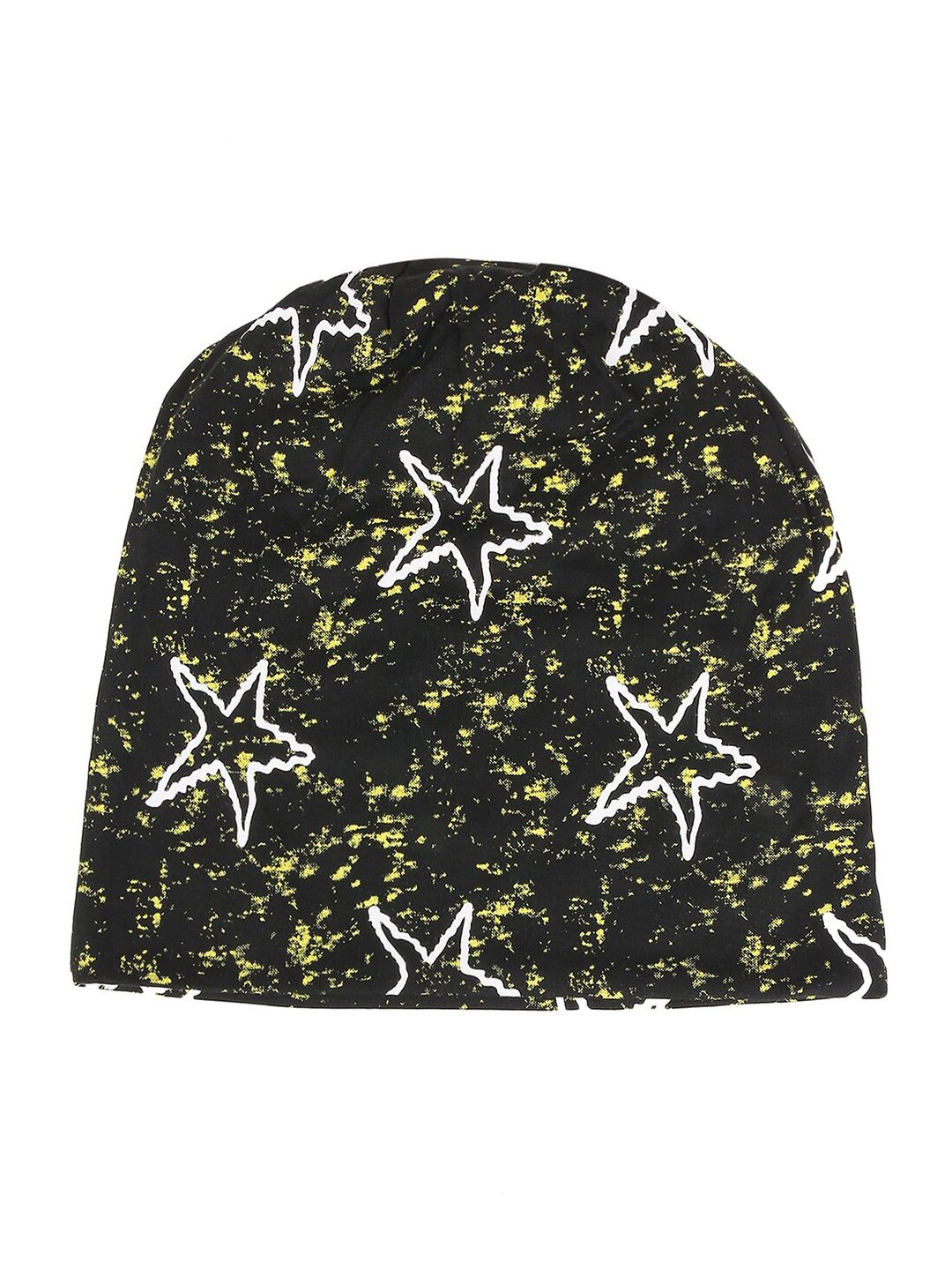 iSWEVEN Unisex Black & White Printed Cotton Beanie Price in India