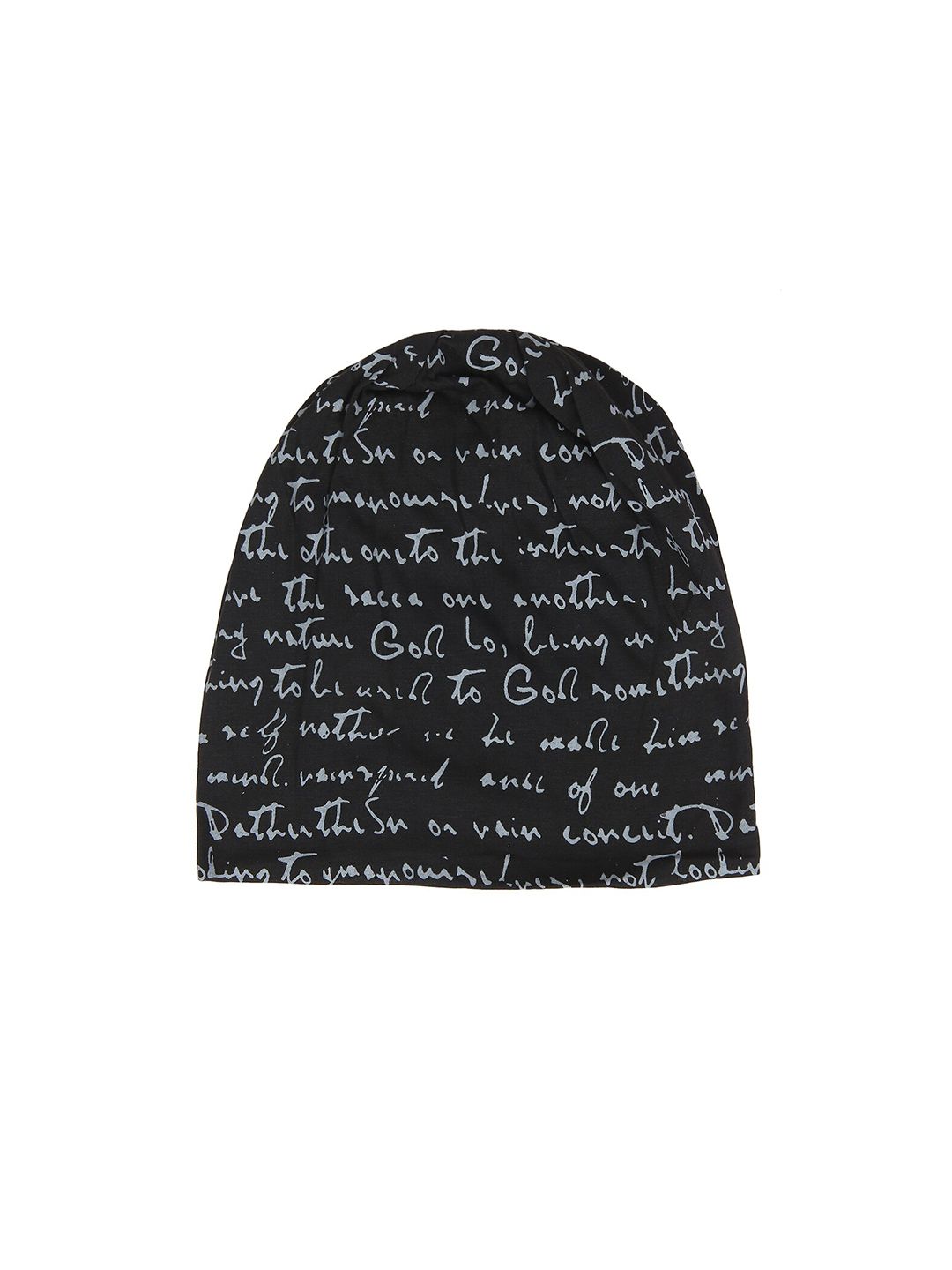 iSWEVEN Unisex Black & Grey Printed Beanie Price in India