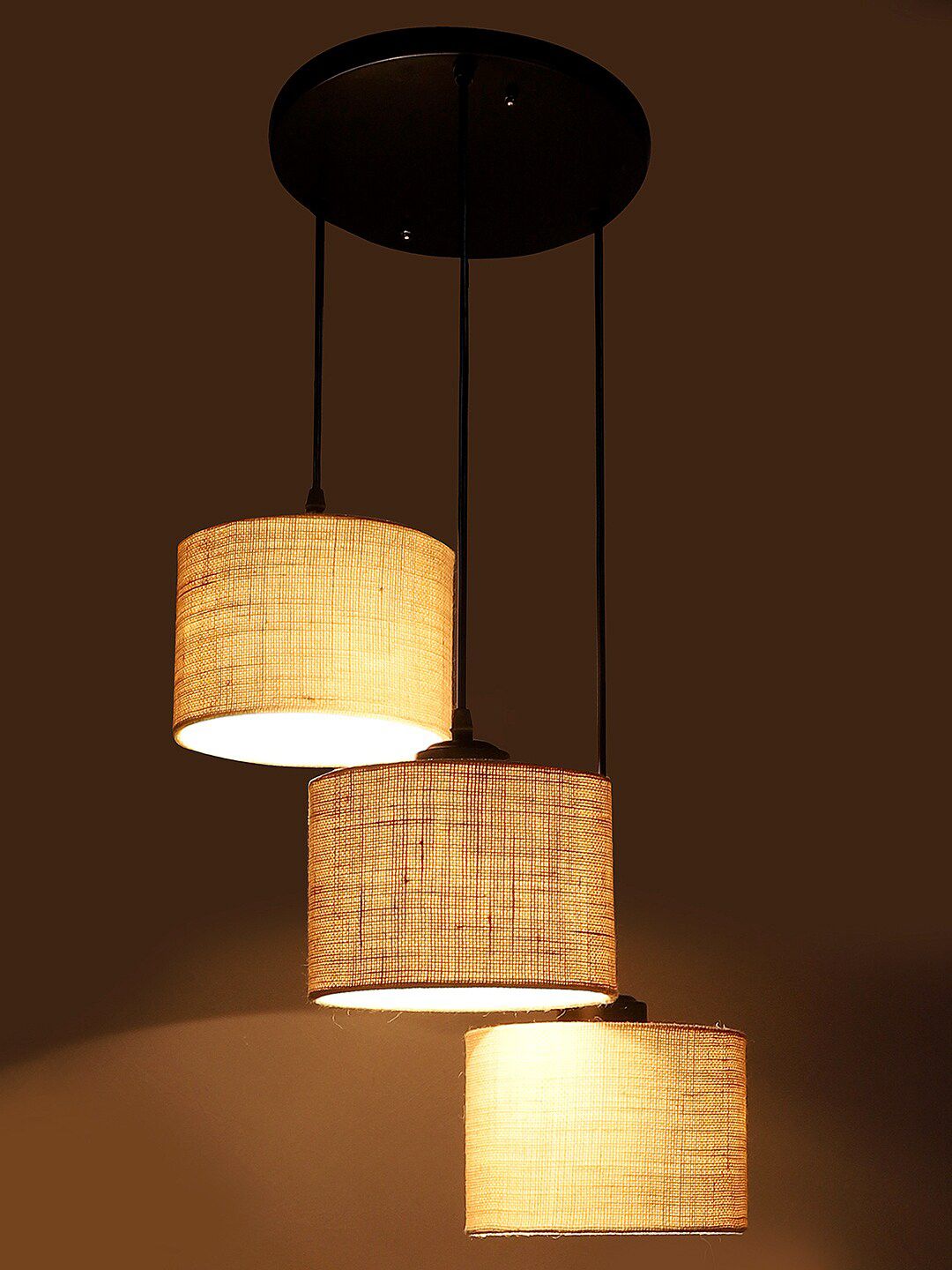 Devansh White Solid Jute Drum Hanging Lamp Price in India