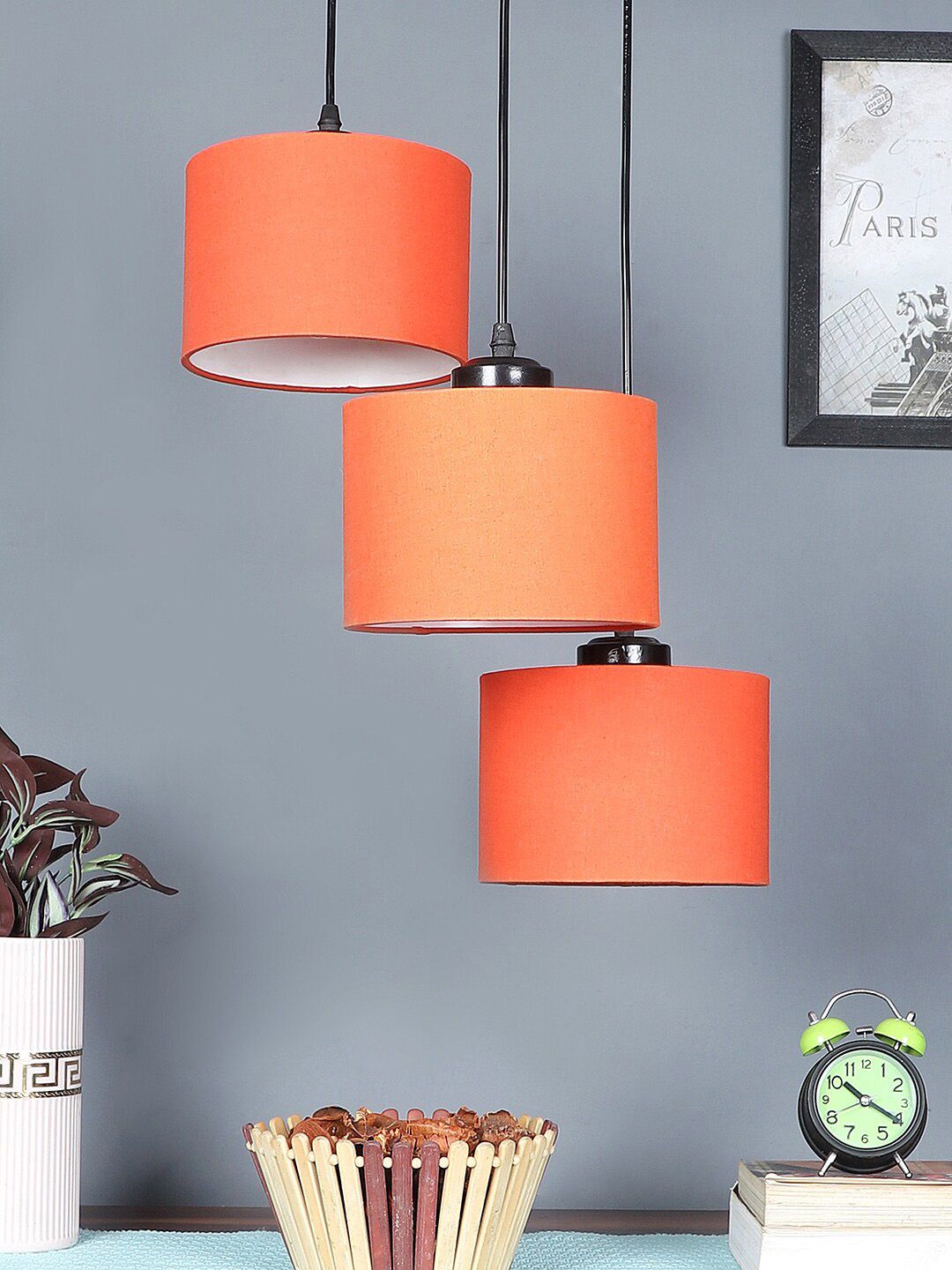 Devansh Orange Cotton Ceiling Lamp Price in India
