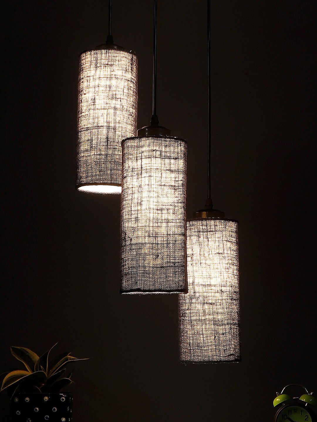 Devansh Blue Jute Cylindrical Cluster Hanging Lamp Price in India