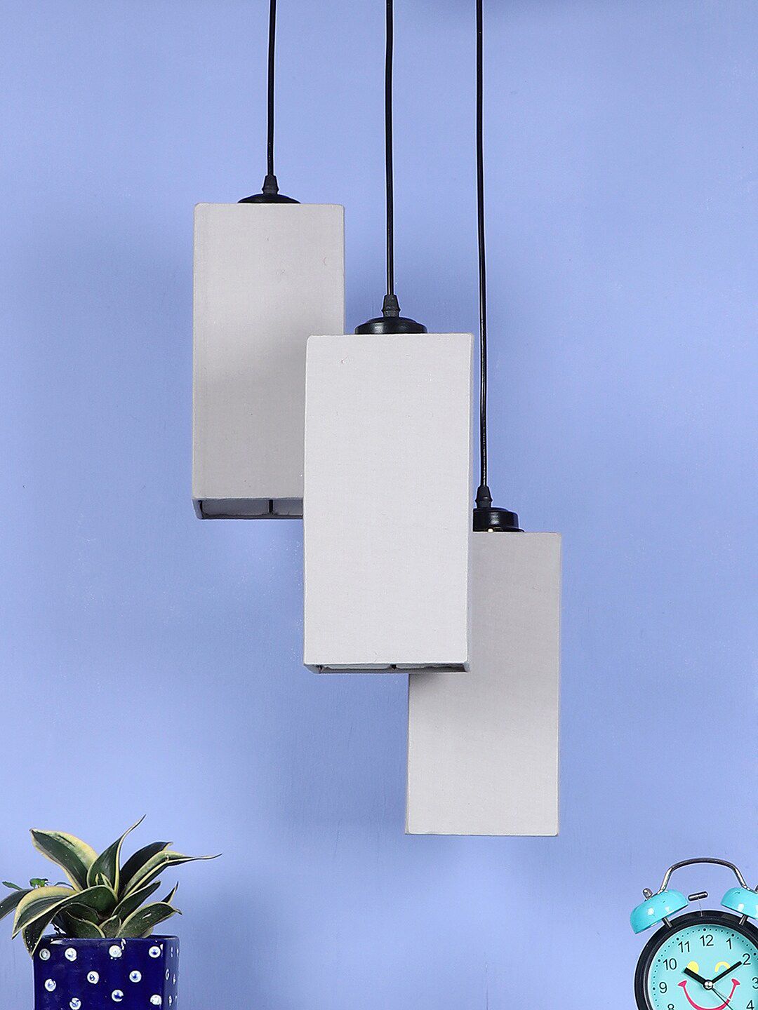 Devansh Grey Cotton Square Cluster Hanging Lamp Price in India