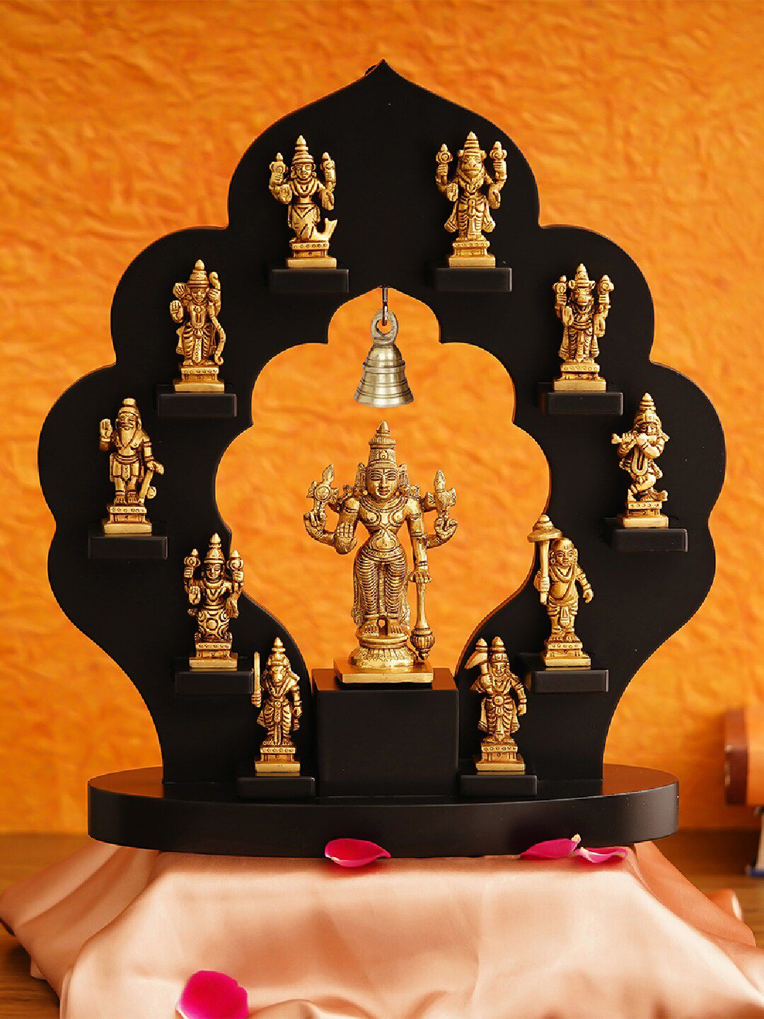 eCraftIndia Gold-Toned 10 Avatars Of Lord Vishnu Brass Showpiece Price in India