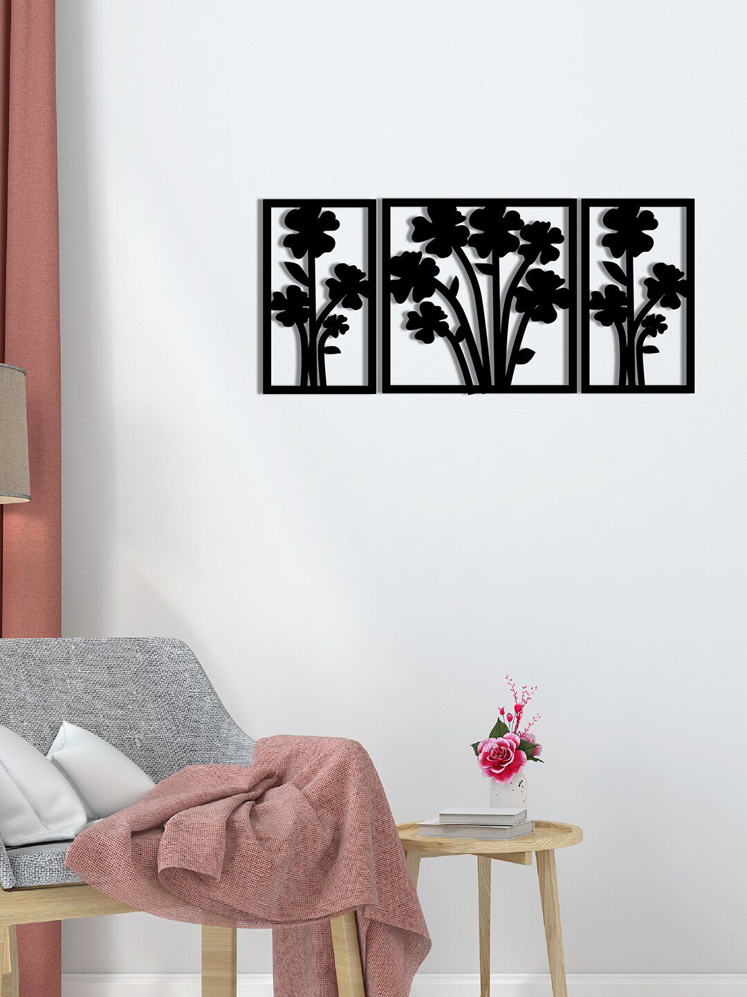 eCraftIndia Black Flower Bouquet Wall Decor Price in India