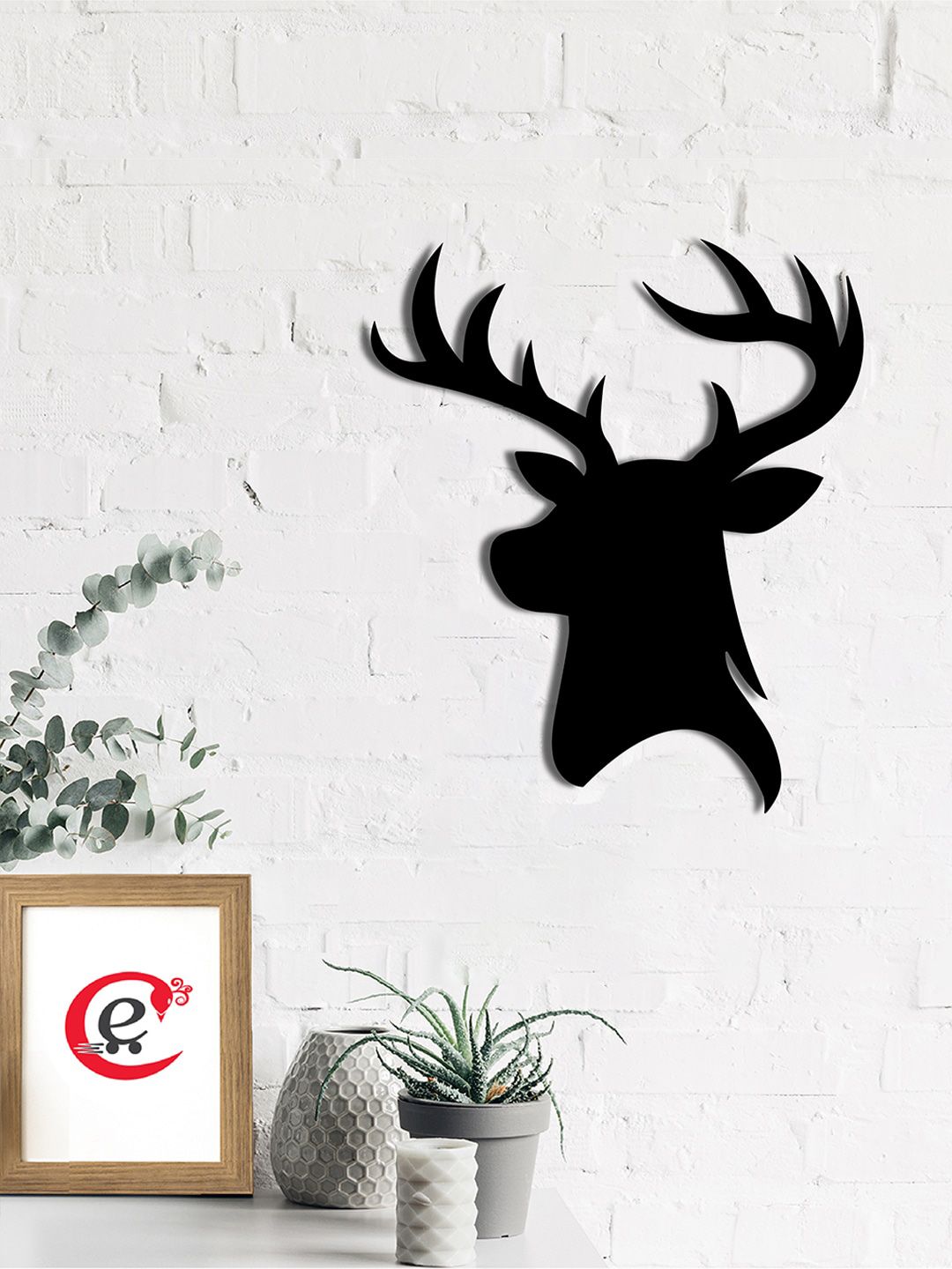 eCraftIndia Black Reindeer Wood Cutout Wall Decor Price in India