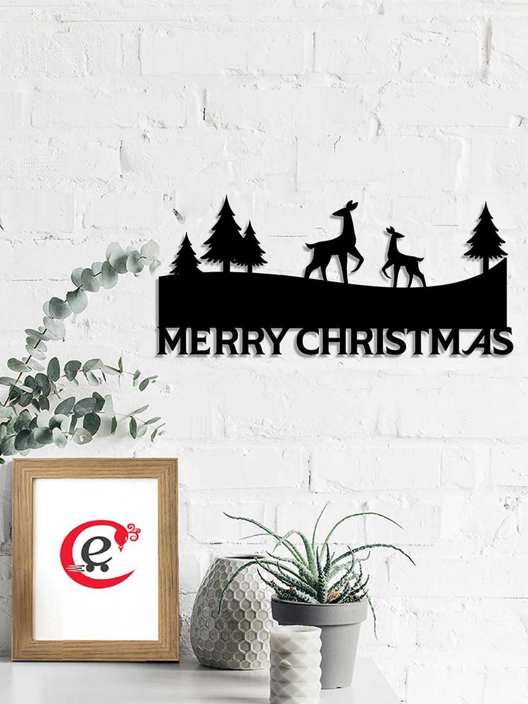 eCraftIndia  Black Merry Christmas Wooden Wall Decor Price in India