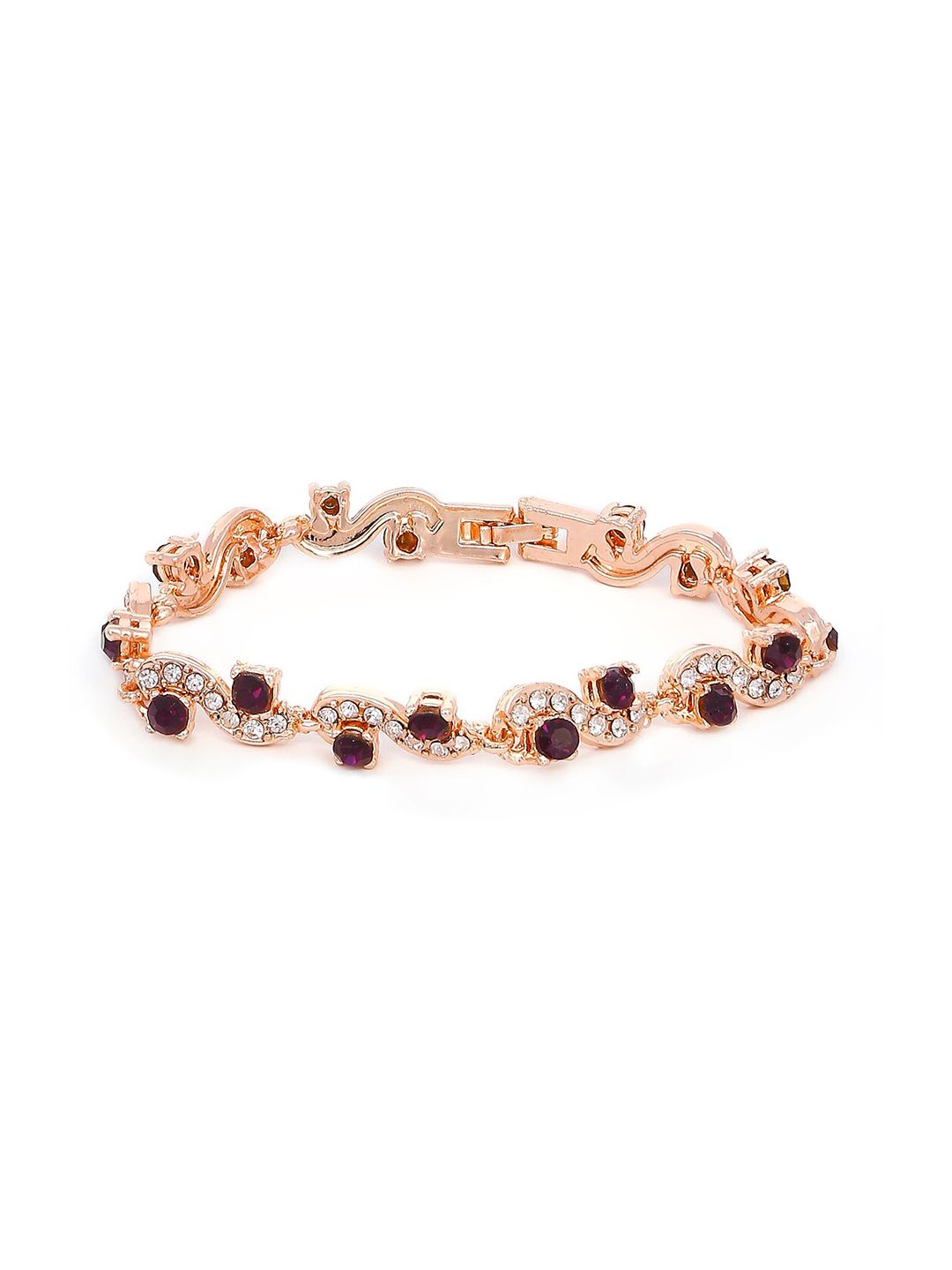 Mahi Women Rose Gold-Plated & Purple Crystals Bracelet Price in India
