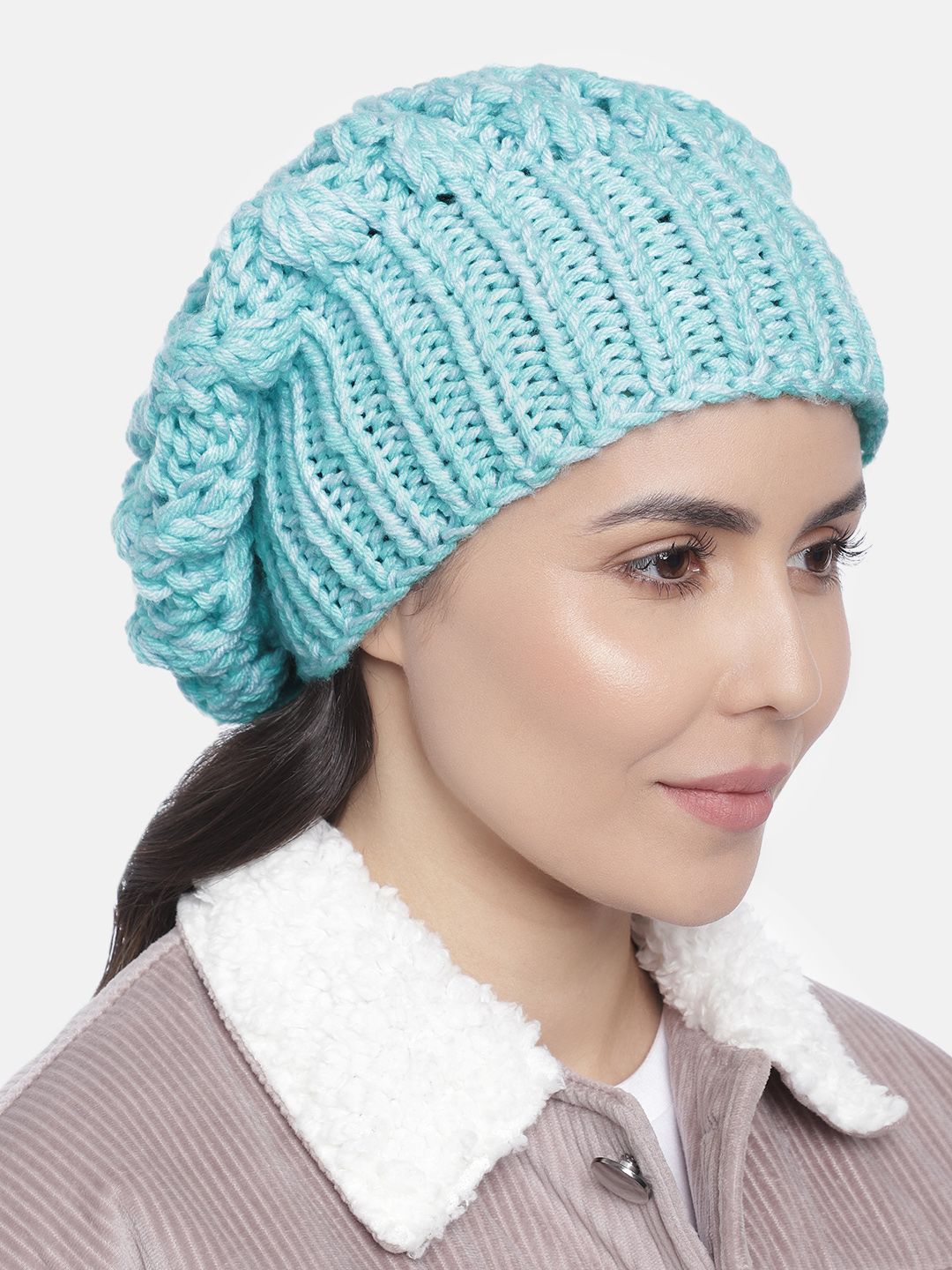 Magic Needles Women Blue Handmade  Shroom Beanie Price in India