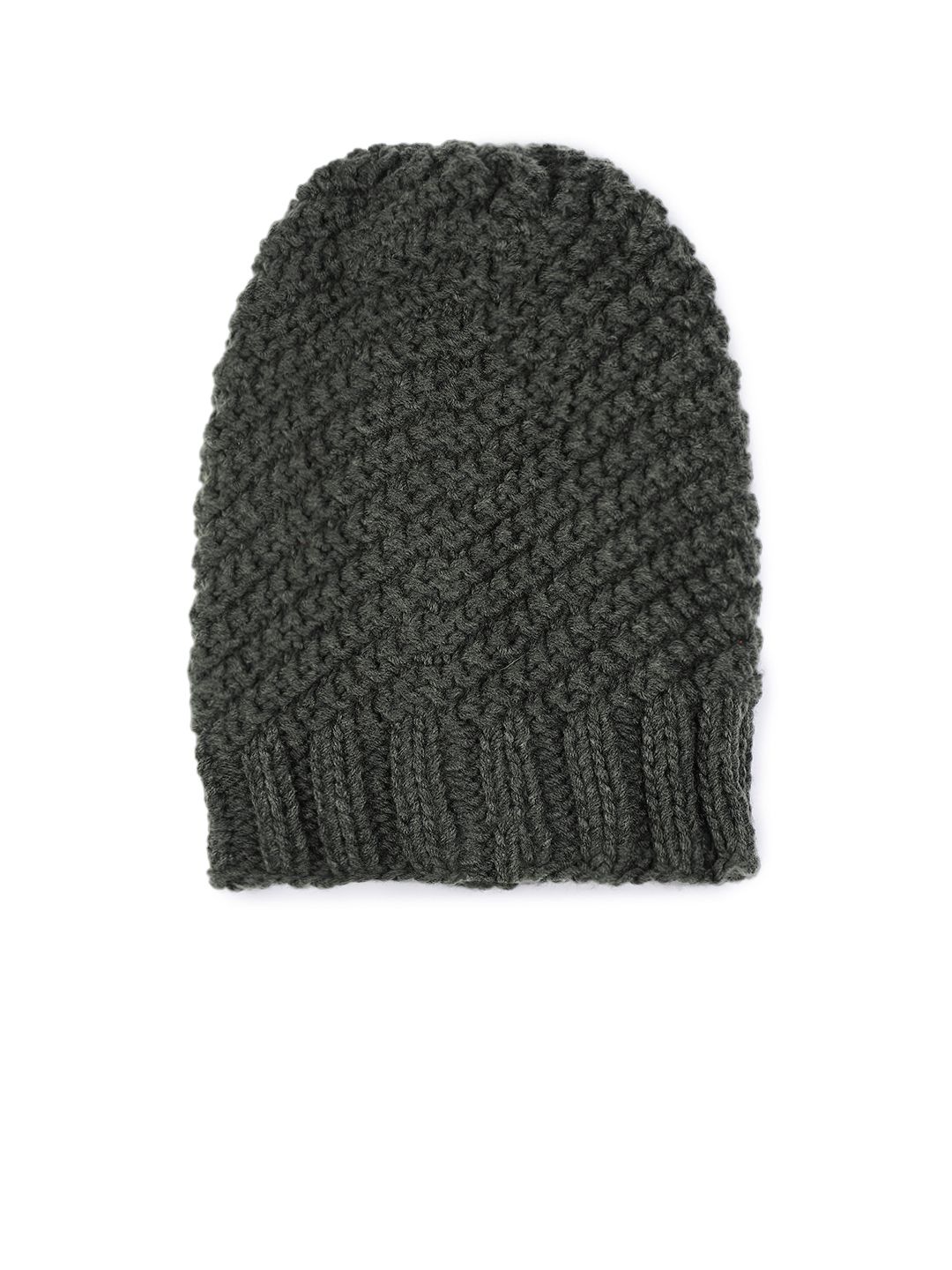 Magic Needles Unisex Charcoal Grey Solid Beanie Price in India