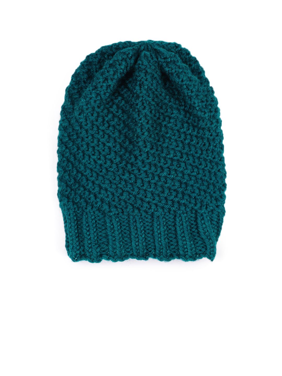 Magic Needles Unisex Teal Blue Solid Beanie Price in India