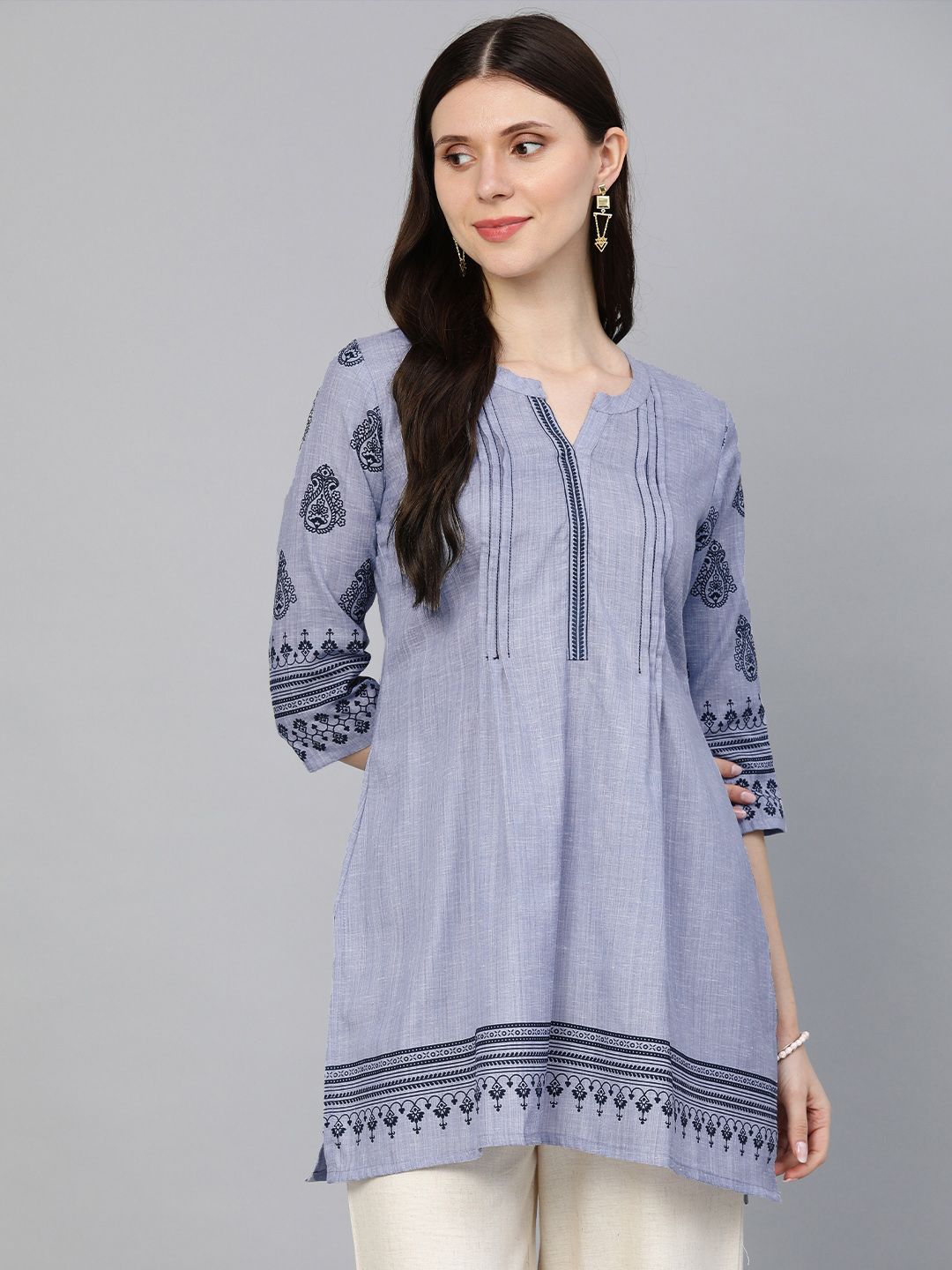 ETIQUETTE Blue Ethnic Motifs Printed Kurti Price in India