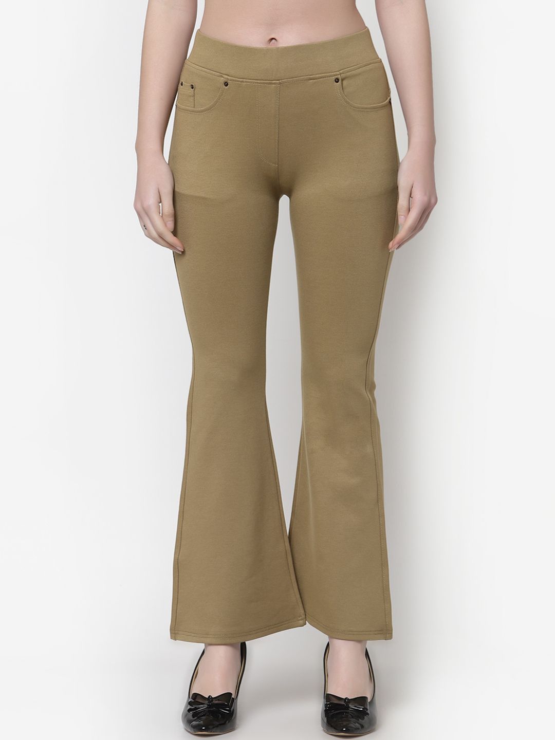 Westwood Women Beige Bootcut Trousers Price in India