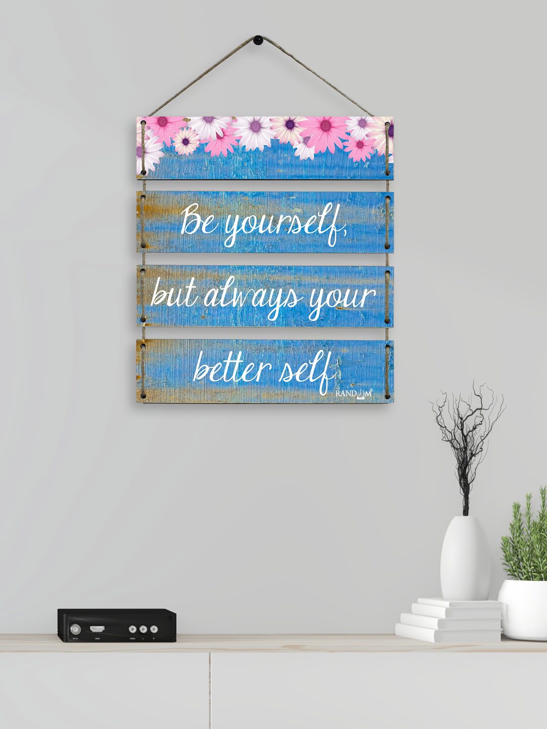 RANDOM Set Of 4 Blue & White Motivational Quotes Wall Hanging Price in India