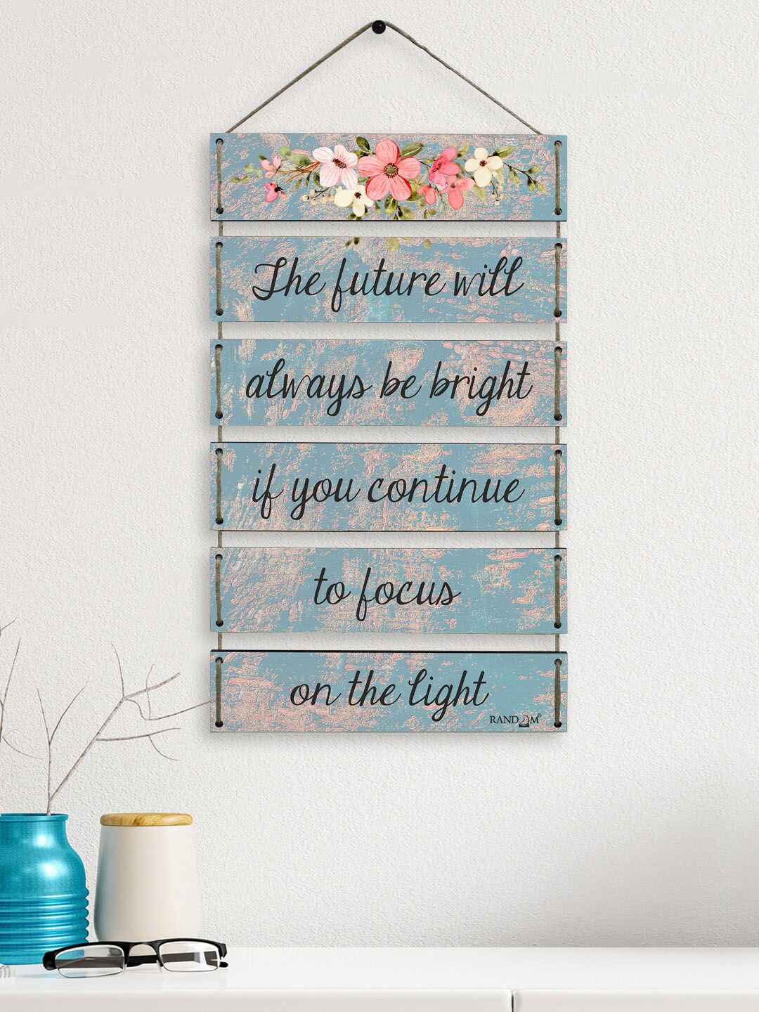 RANDOM Blue & Pink Motivational Quotes Wooden Wall Hangings Price in India