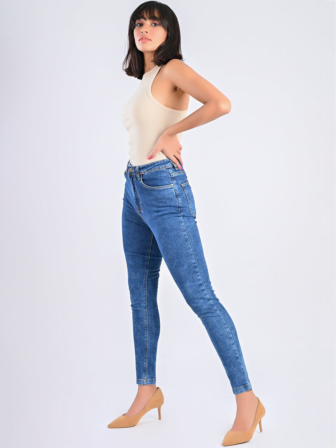 FREAKINS Women Blue High-Rise Skinny Fit Jeans Price in India