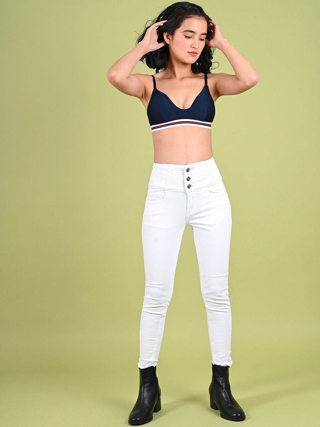 FREAKINS Women White Skinny Fit High-Rise Jeans Price in India