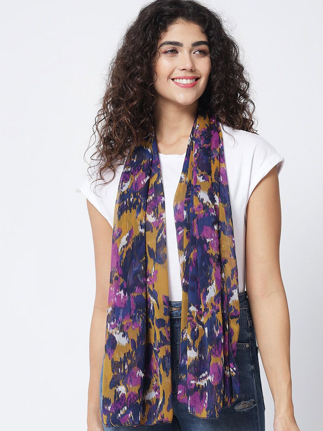 Trend Arrest Women Purple Printed Scarf Price in India