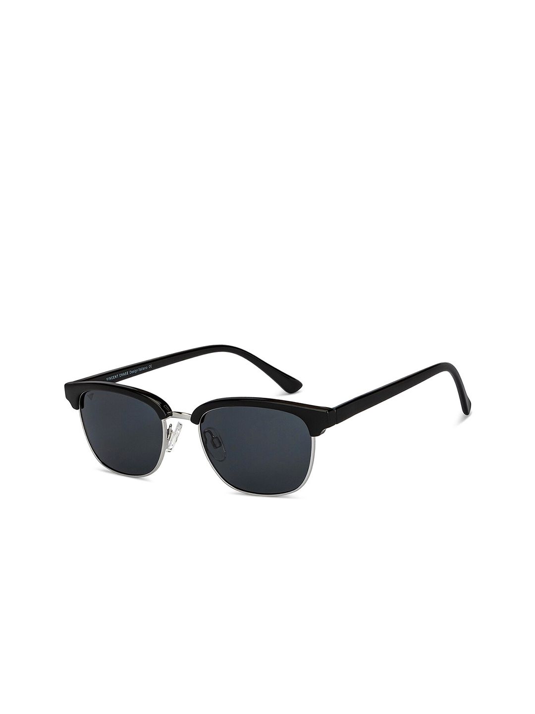 Vincent Chase by Lenskart Unisex Grey Lens & Black Browline Sunglasses with UV Protected Lens 151127