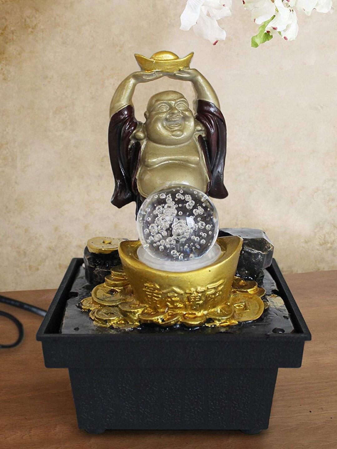 TIED RIBBONS Multicolour Laughing Buddha Idol Water Fountain Price in India