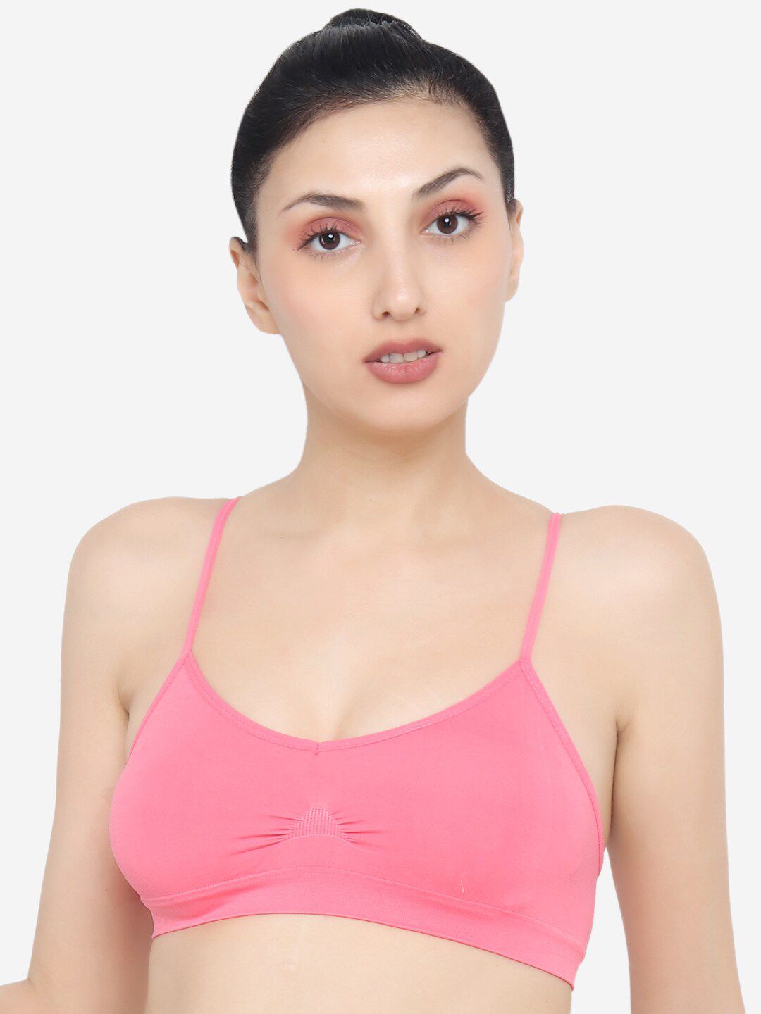 XOXO Design Pink Solid Non Wired Full Coverage Workout Bra Price in India