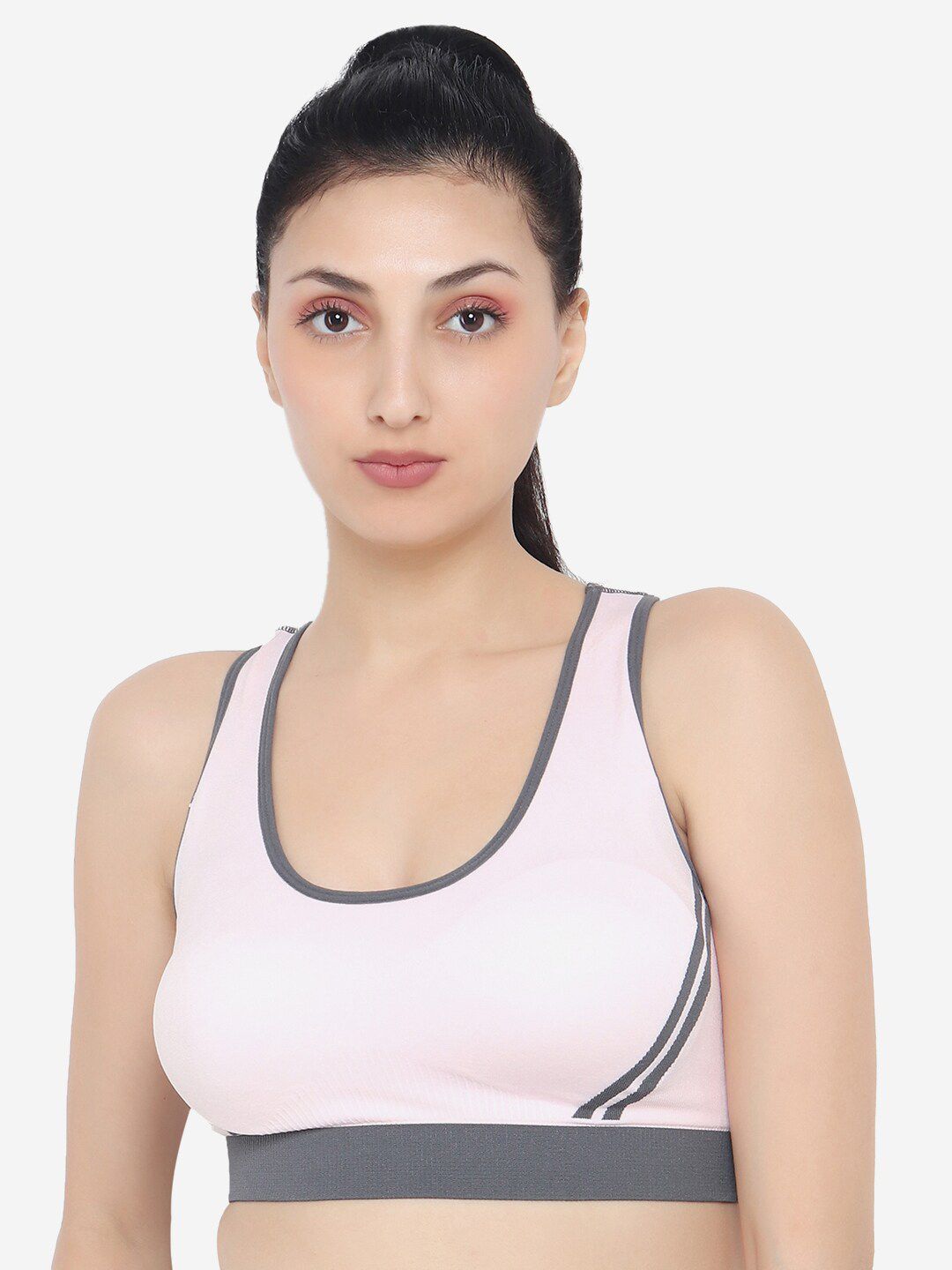 XOXO Design Pink & Grey High Support Sports Bra XOXO-3606-LPNK_FS Price in India