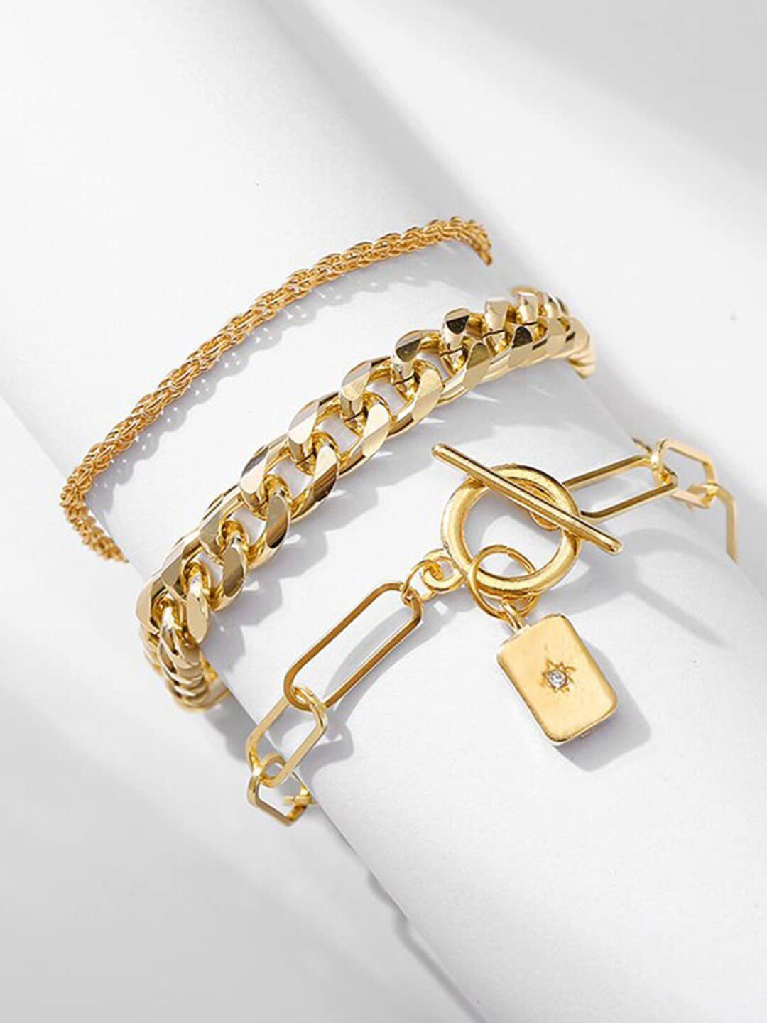 OOMPH Women 3 Gold-Plated Link Bracelet Price in India