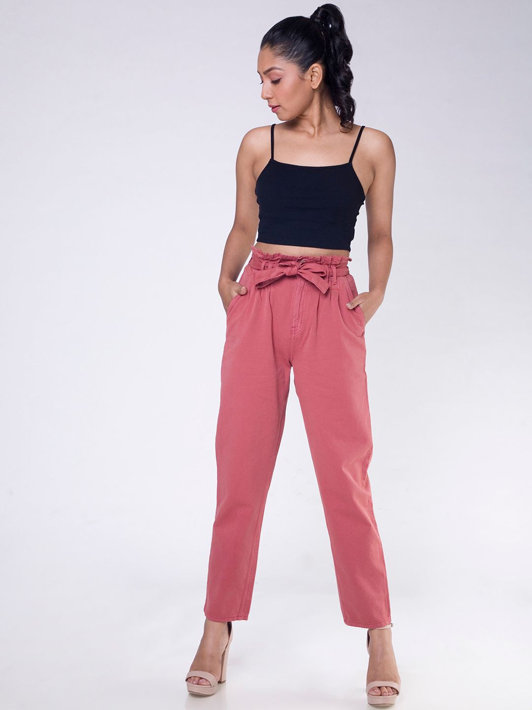 FREAKINS Women Alluring Rose High-Rise Tapered Fit Cropped Jeans Price in India