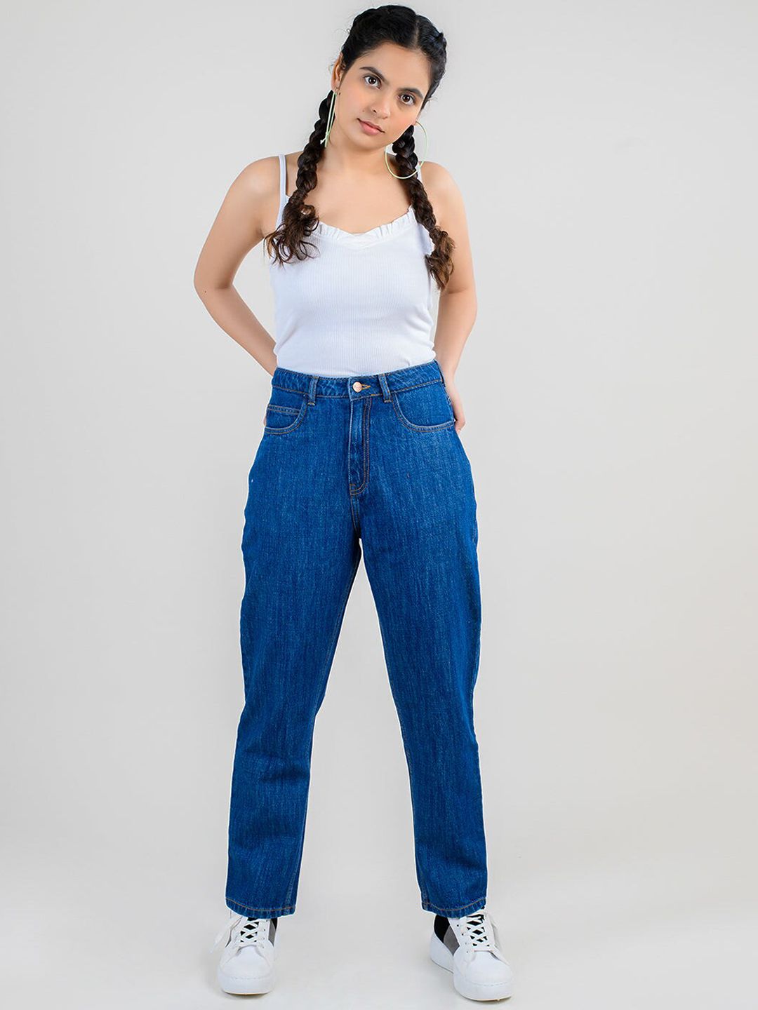 FREAKINS Women Blue High-Rise Mom Fit Jeans Price in India