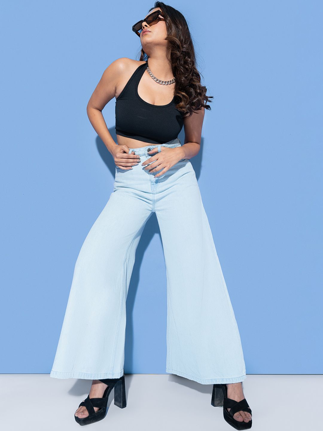 FREAKINS Women Blue Flared Jeans Price in India